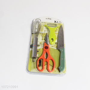 Factory sell kitchen scissor vegetable peeler fruit knife egg whisk set