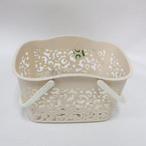 Best sale chic hollowed-out flower plastic storage basket with handles