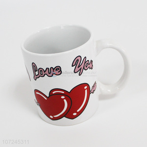 Promotional heart pattern ceramic coffee cup porcerlain mug
