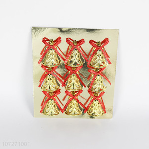 Custom 9PC Heart Design Golden Christmas Bells for Decorations