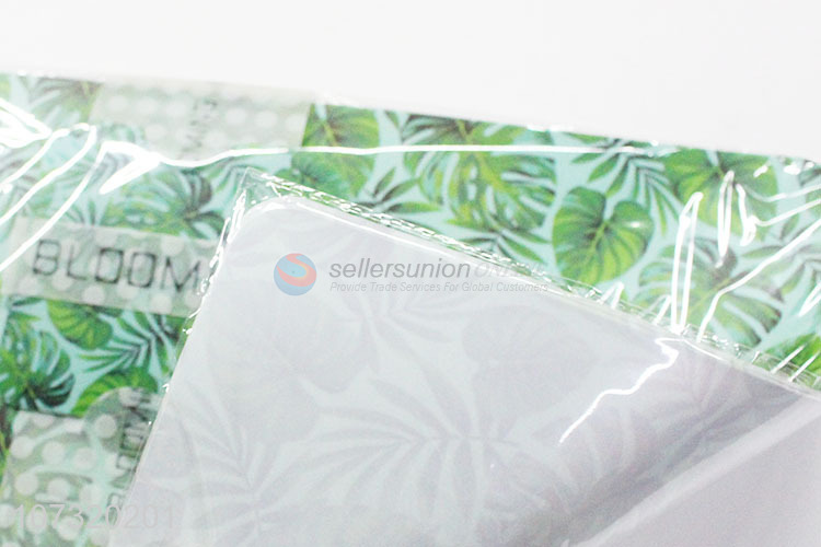 Latest design 12pcs green leaf printed frosted pp placemat and cup mat set