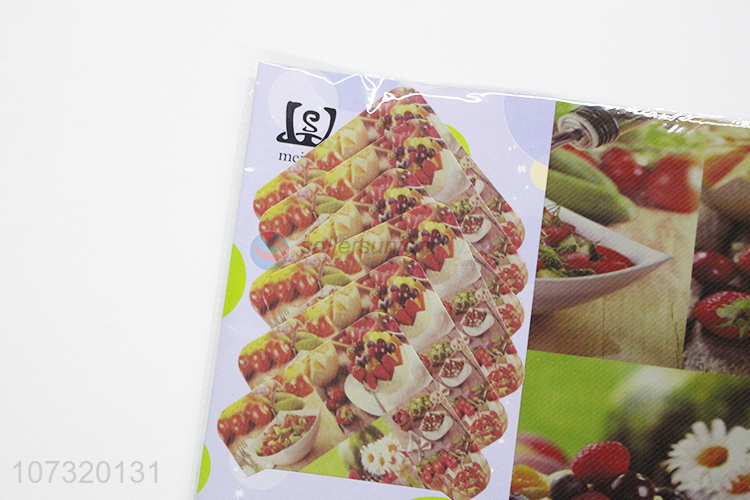 Bottom price 12pcs desserts printed kitchen pp placemat and cup mat set