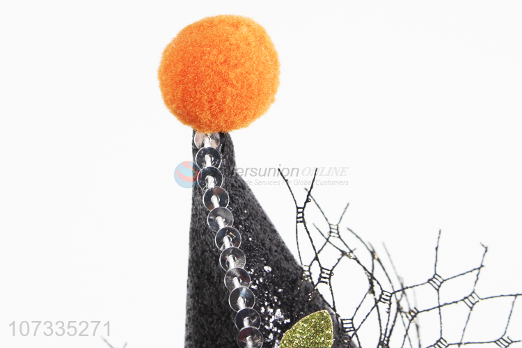 Competitive Price Glitter Pumpkin Hat Hair Clip For Halloween Decorations