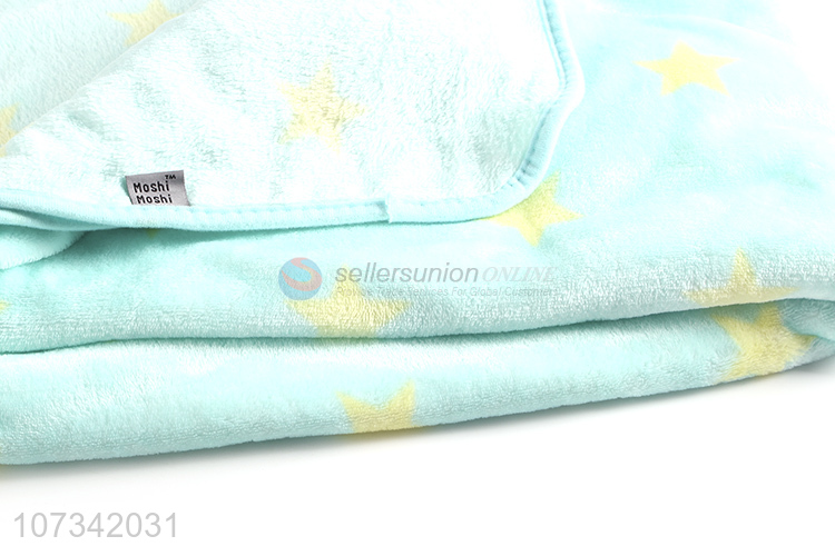 Suitable Price Yellow Star Pattern Warm Soft Cozy Flannel Blanket