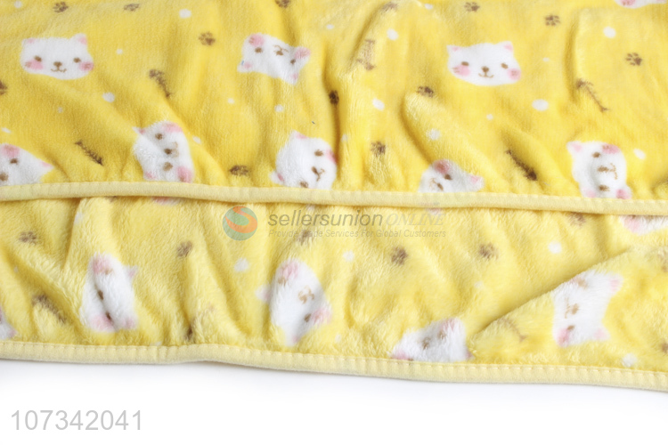 Unique Design Cat And Fish Bones Pattern Warm Soft Cozy Flannel Blanket