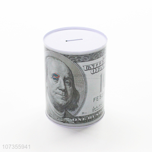 Creative design US dollar printed tin money box iron piggy bank