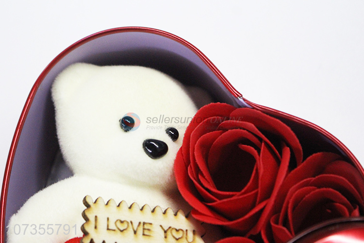 New design artificial flower bear gift box Valentines gifts
