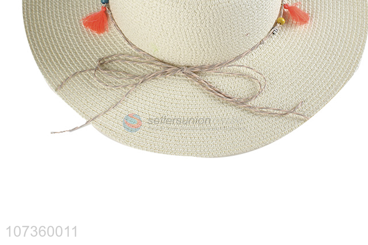 Wholesale Large Brimmed Round Hat With Elegant Accessories