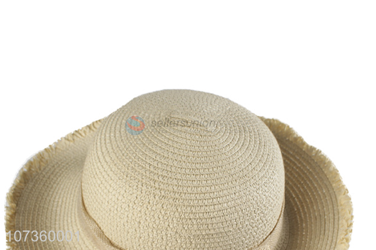 Fashion Bowknot Design Straw Bucket Hat Summer Sun Hat