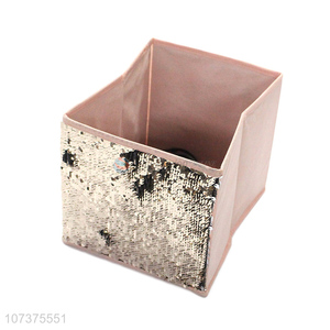 Best sale foldable non-woven storage box decorative sequin storage container