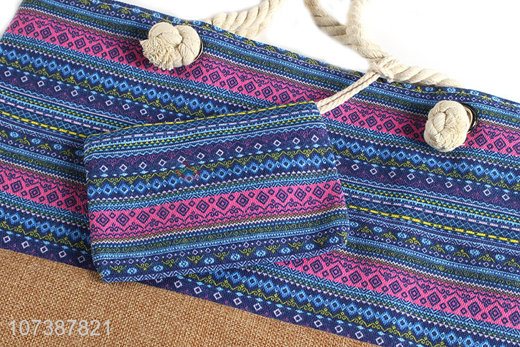 Good Sale Rope Handle Zipper Canvas Bag For Women