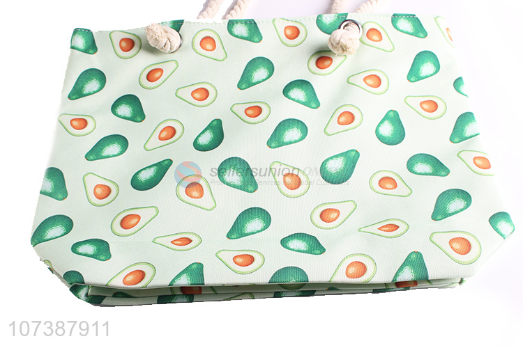 Best Sale Avocado Pattern Zipper Canvas Tote Bag Shopping Bag