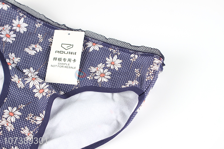 High quality fashion floral printed women cotton briefs underwear