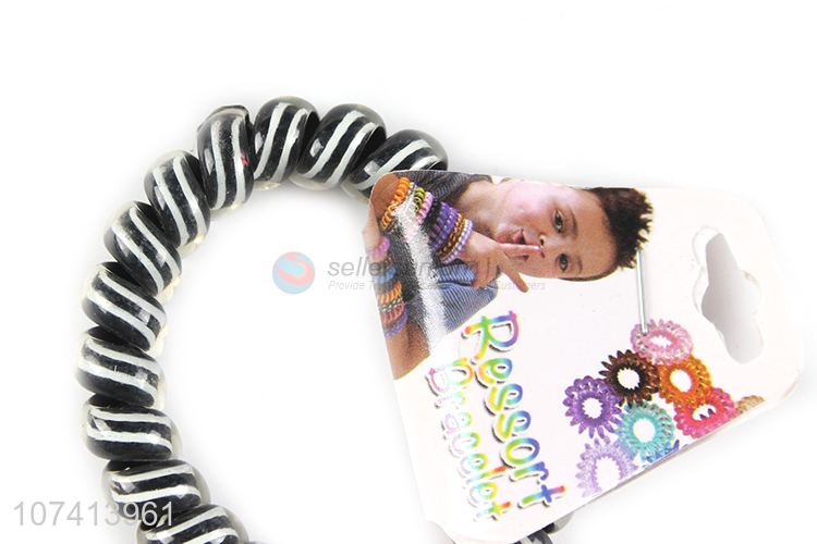 China supplier stripes printed elastic telephone wire bracelet for children