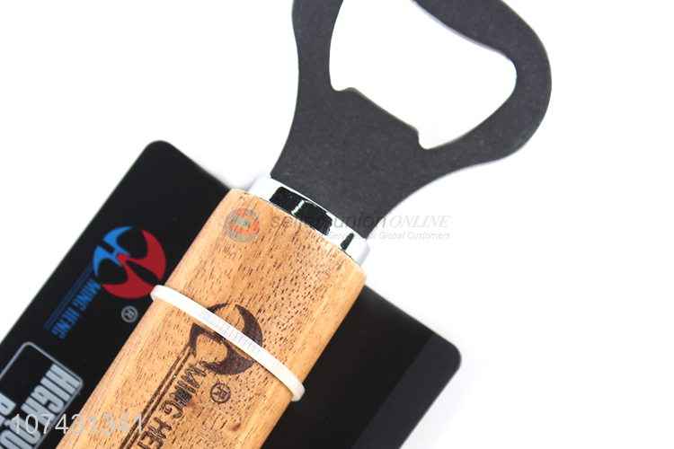 New Product Bamboo Handle Stainless Steel Bottle Opener