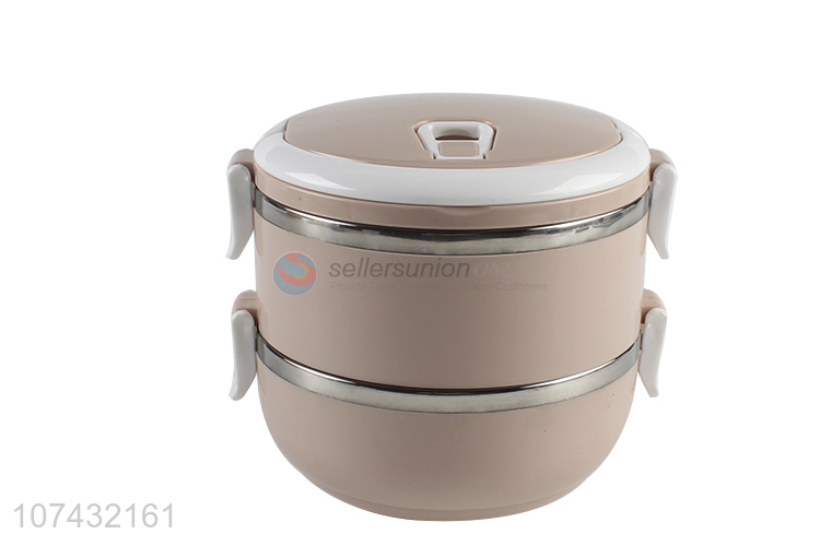 Hot Selling Food Container Stainless Steel Two Layers Round Lunch Box