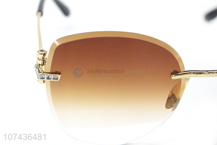 Popular products ladies gradient eyeglasses rimless uv 400 sunglasses