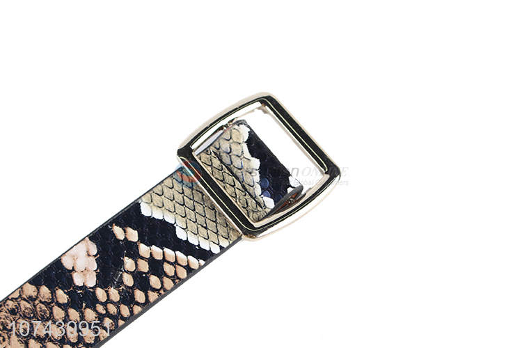 Good market fashion snakeskin printed belts ladies pu belts