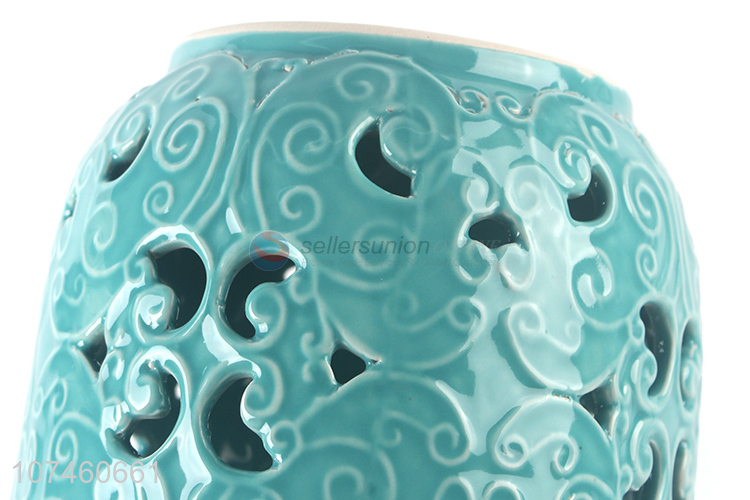 Wholesale Cylinder Ceramic Storm Lantern Fashion Ceramic Crafts
