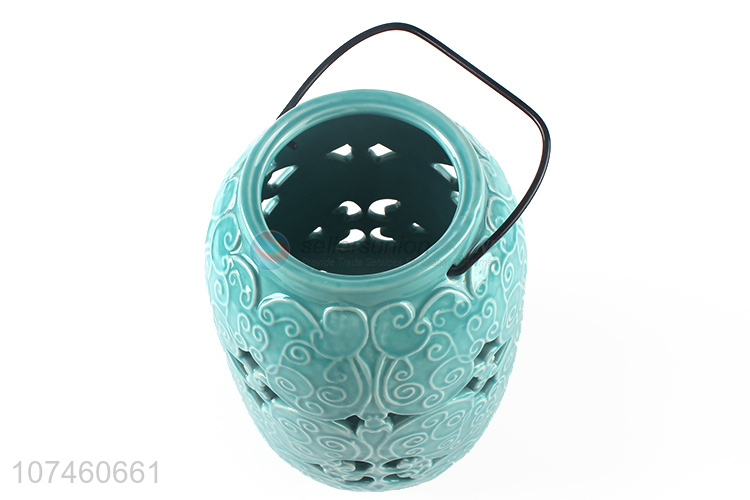 Wholesale Cylinder Ceramic Storm Lantern Fashion Ceramic Crafts