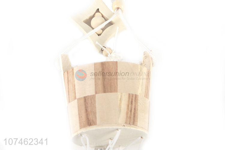 Reasonable price outdoor ornaments wooden bucket wind chimes wooden crafts