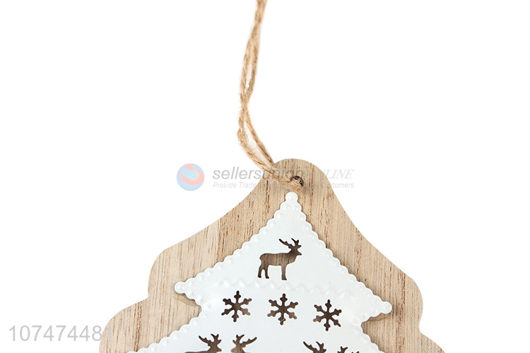 Promotional cheap Christmas hanging wooden decoration wooden star pendants