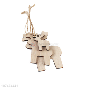 New products flat wooden reindeer pendants for Christmas tree decoration