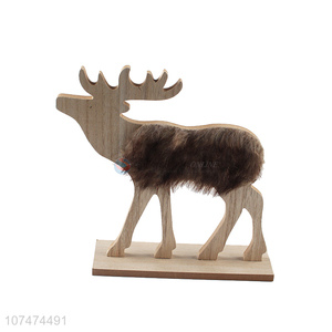 Good sale Christmas home tabletop decoration wooden reindeer figurine