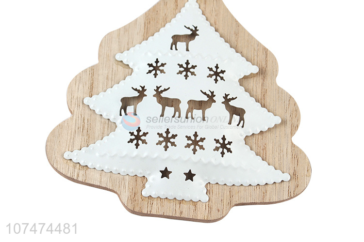 Promotional cheap Christmas hanging wooden decoration wooden star pendants