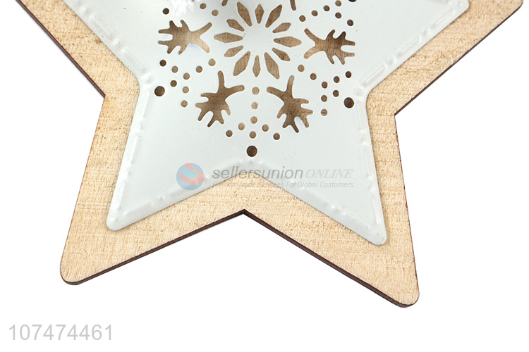 New design Christmas tree ornaments hanging wooden star decorations