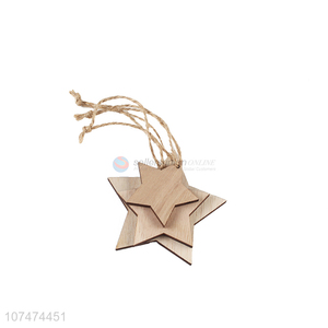 Good quality Christmas tree hanging decoration flat wooden star pendants