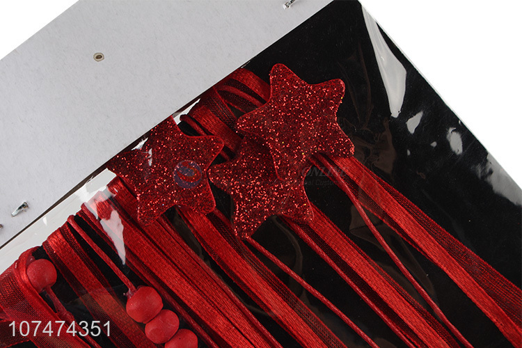 Good quality Christmas decoration polyester ribbon with wooden stars