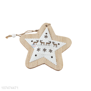 Top products Xmas decoration wooden star pendants hanging wooden crafts