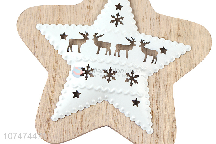 Top products Xmas decoration wooden star pendants hanging wooden crafts