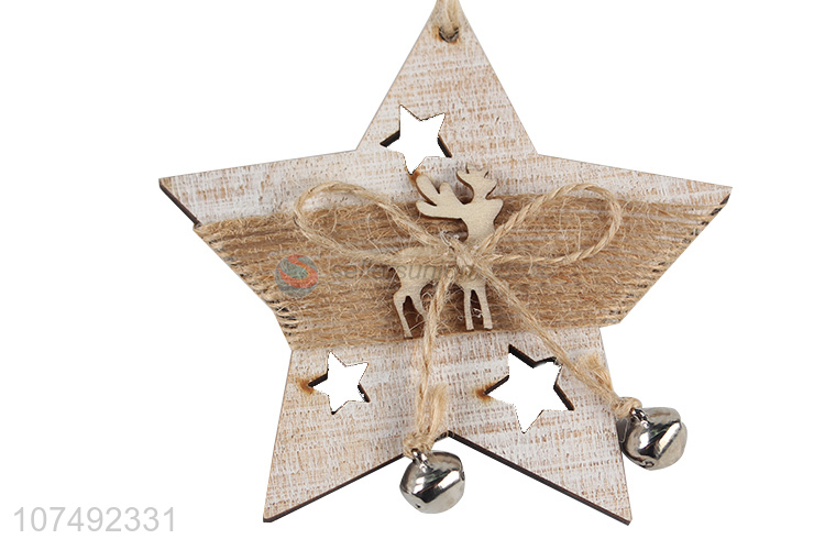 High Sales Christmas Tree Hanging Star Decoration Wooden Star Hanging Ornament