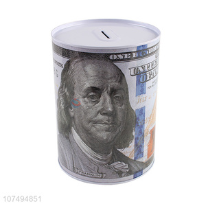 China supplier dollar printed round metal coin box saving box