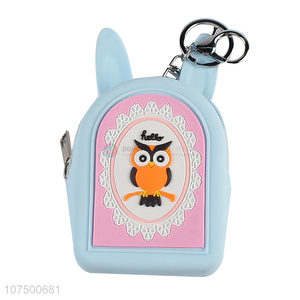 Excellent quality cartoon silicone coin pouch with key chain