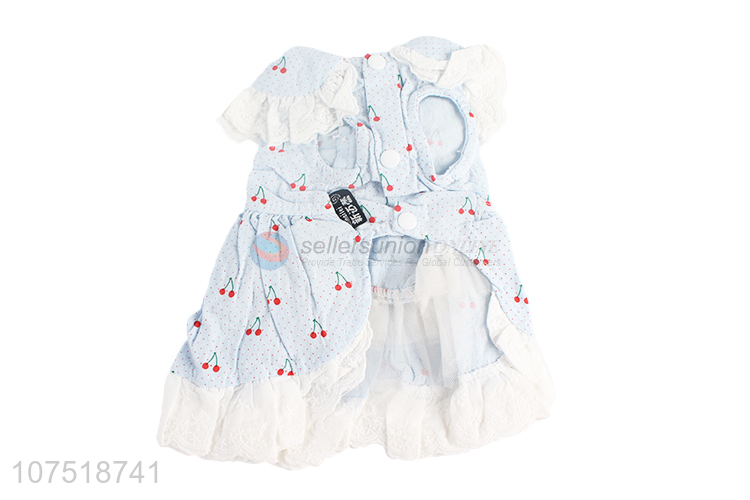 Fashion design dog clothes cherry printed dog dress wholesale