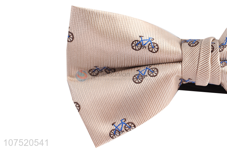 New design creative bicycle embroidery men's bow tie