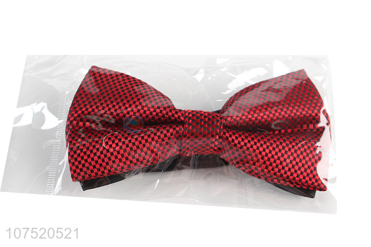 Good quality chic check pattern men's bow tie