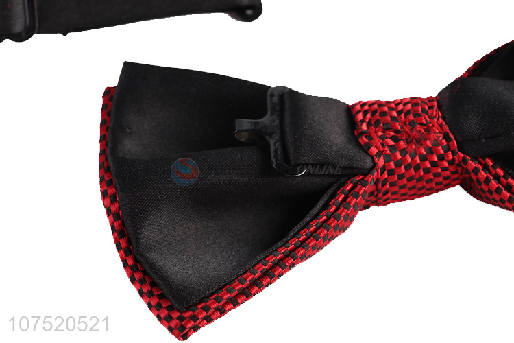Good quality chic check pattern men's bow tie