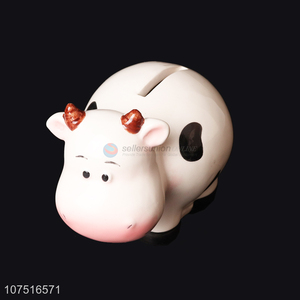 Hot sale cow shape ceramic <em>money</em> <em>box</em> piggy bank for gift