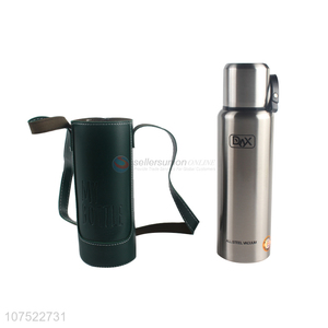 Private label stainless steel space water bottle thermal flask with cup sleeve