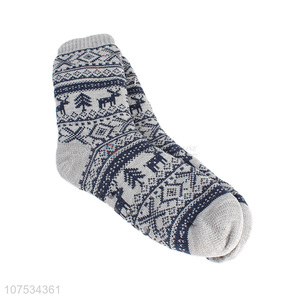 Hot selling mwn winter knitted jacquard floor socks