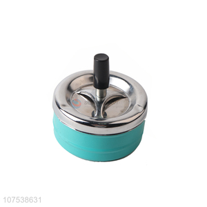 Latest arrival push metal rotating ashtray with lid