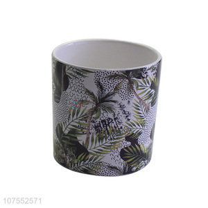 Cheap Wholesale Leaf Printing Cylinder Home Decoration Ceramic Cylinder