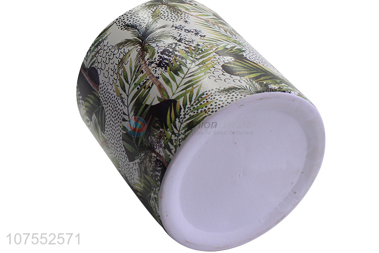 Cheap Wholesale Leaf Printing Cylinder Home Decoration Ceramic Cylinder