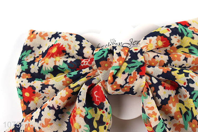 Hot sale flower printed bowknot hair clip for women and girls