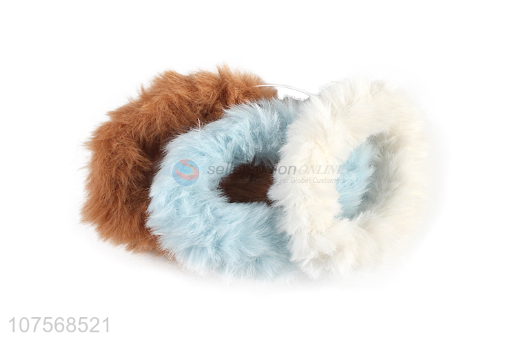 Hot sale fluffy hair band faux fur hair ropes pom pom scrunchie