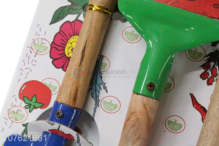 New design high quality 3-piece shovel rake suit garden tool set kids garden tools